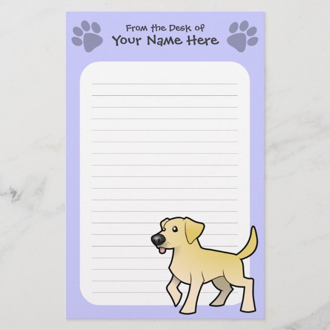 Cartoon Labrador Retriever Stationery (Front)