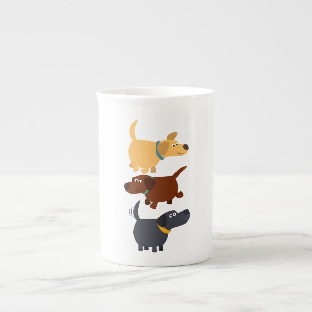 Cartoon Labradors en 3 Saveurs Bone China Mug (Devant)