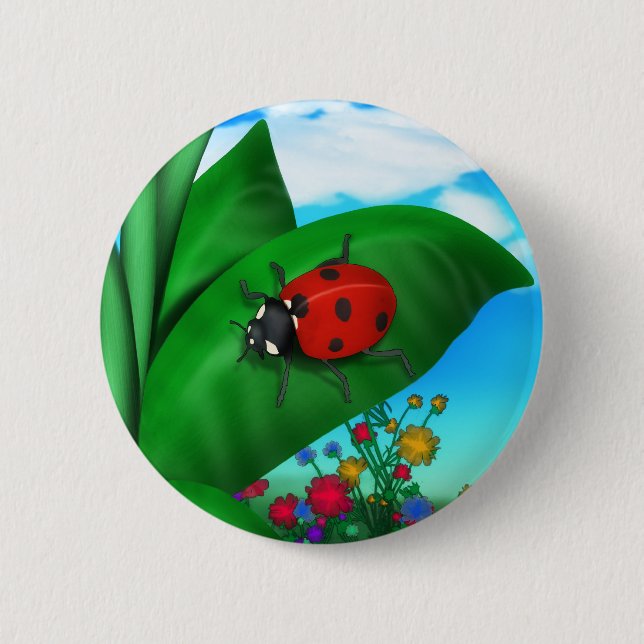Cartoon Lady Bug 2 Inch Round Button (Front)
