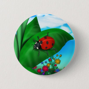 Cartoon Lady Bug 2 Inch Round Button