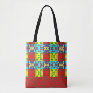 Cartoon Lady Pop Art Patterned Tote Bag