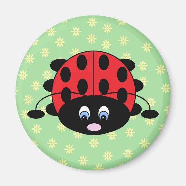 Cartoon Ladybug avec Aimant Fleurs (Devant)