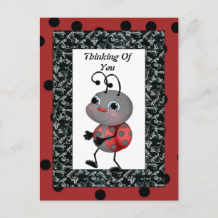 Cartoon Ladybug Thinking Of You Post Card