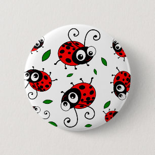 Cartoon ladybugs pattern 2 inch round button
