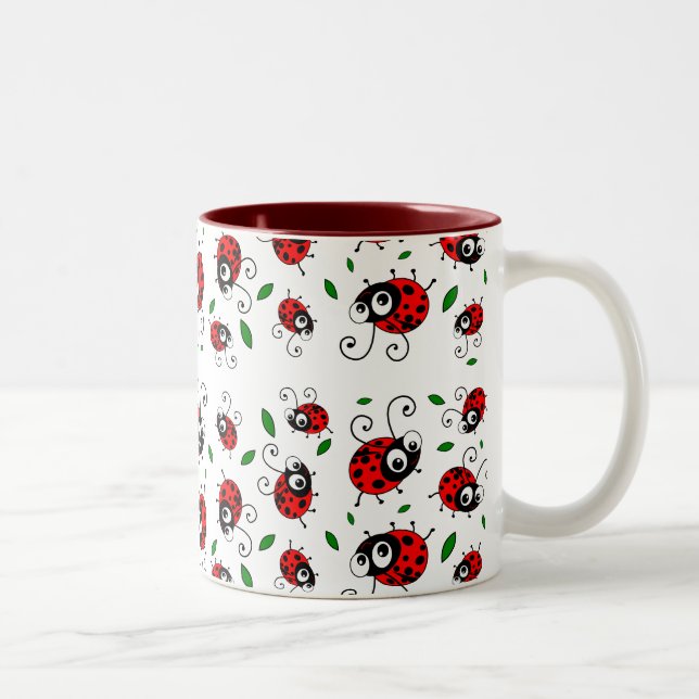 Cartoon ladybugs pattern Two-Tone coffee mug (Right)