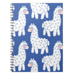 Cartoon lama alpaca, vintage pattern notebook
