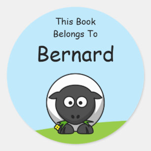 Cartoon Lamb This Book Belongs To Classic Round Sticker