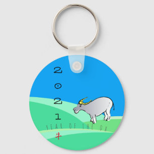 Cartoon Landscape Ox Chinese New Year 2021 RK Keychain