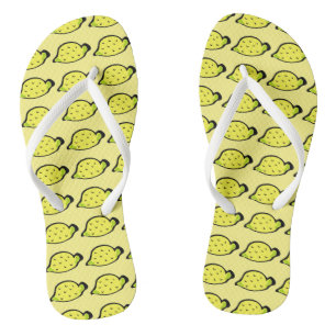 Cartoon Lemons Pattern Yellow Flip Flops