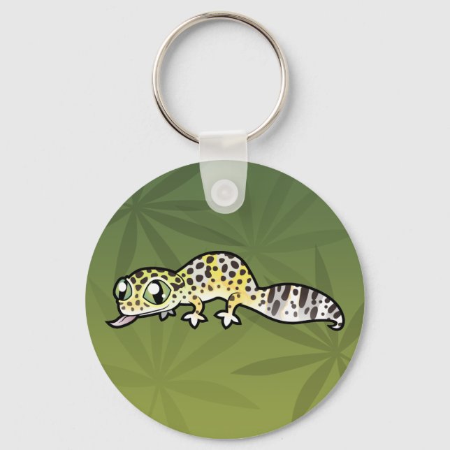 Cartoon Leopard Gecko Keychain (Front)