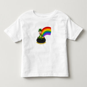Cartoon leprechaun sitting on a pot of gold toddler t-shirt