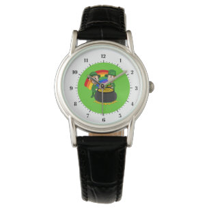 Cartoon leprechauns with pot of gold watch