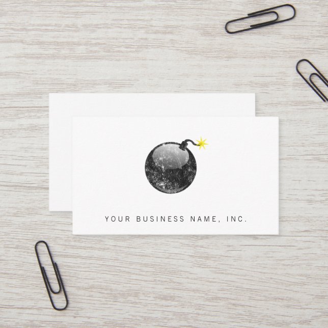 Cartoon Letterpress Style Bomb Business Card (Front/Back In Situ)