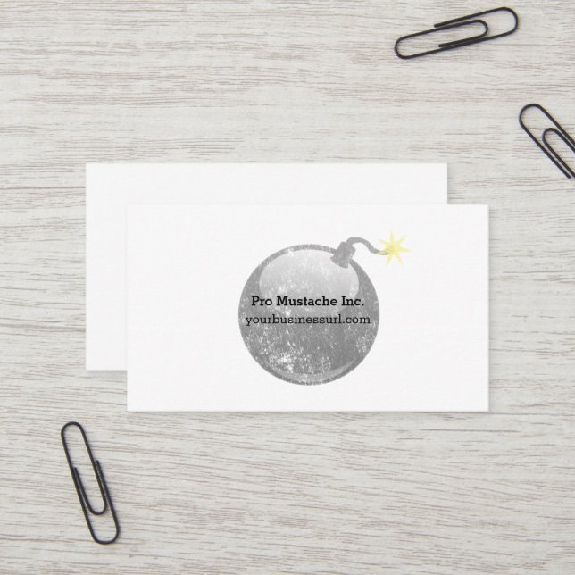Cartoon Letterpress Style Bomb Business Card (Front/Back In Situ)