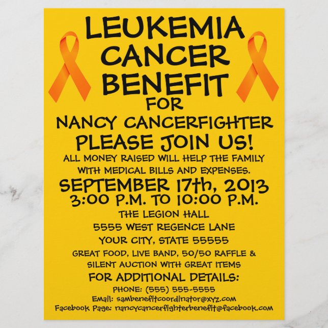 Cartoon Leukaemia Cancer Benefit Flyer (Front)