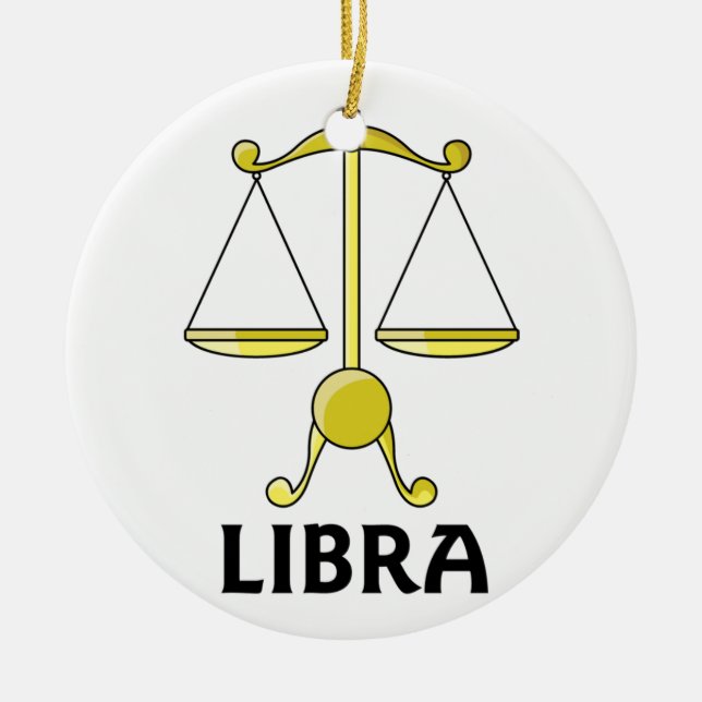 Cartoon Libra Scales Ceramic Ornament (Front)