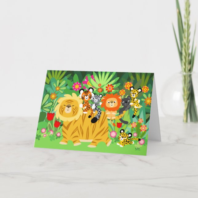 Cartoon Liger and Friends Greeting Card (Front)