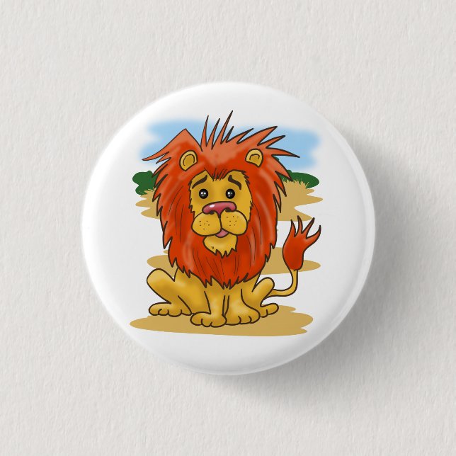 Cartoon lion 1 inch round button (Front)