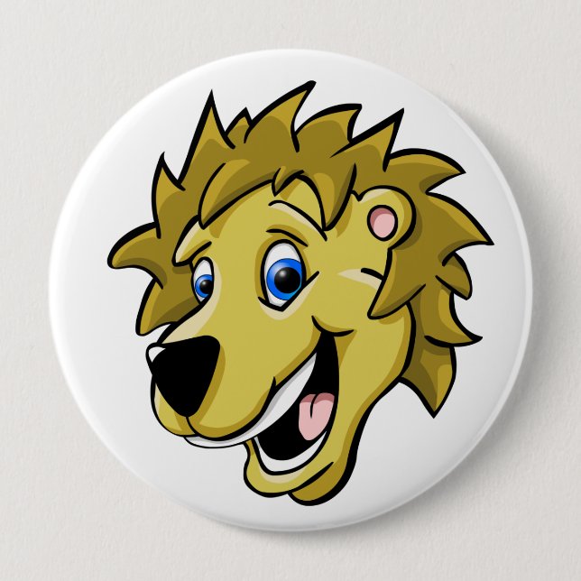 Cartoon Lion 4 Inch Round Button (Front)