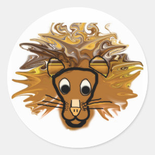 Cartoon Lion Classic Round Sticker