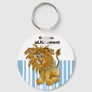 Cartoon Lion Get into Alignment Keychain