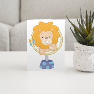 Cartoon Lion Jumping Through Ring Card