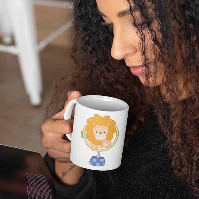 Cartoon Lion Jumping Through Ring Coffee Mug (Creator Uploaded)