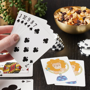 Cartoon Lion Jumping Through Ring Playing Cards