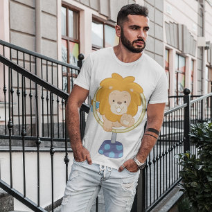 Cartoon Lion Jumping Through Ring T-Shirt