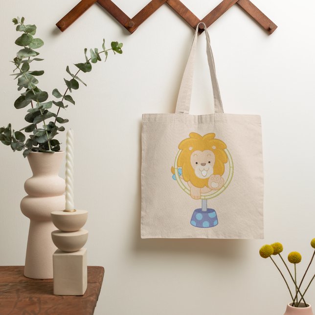 Cartoon Lion Jumping Through Ring Tote Bag (Creator Uploaded)