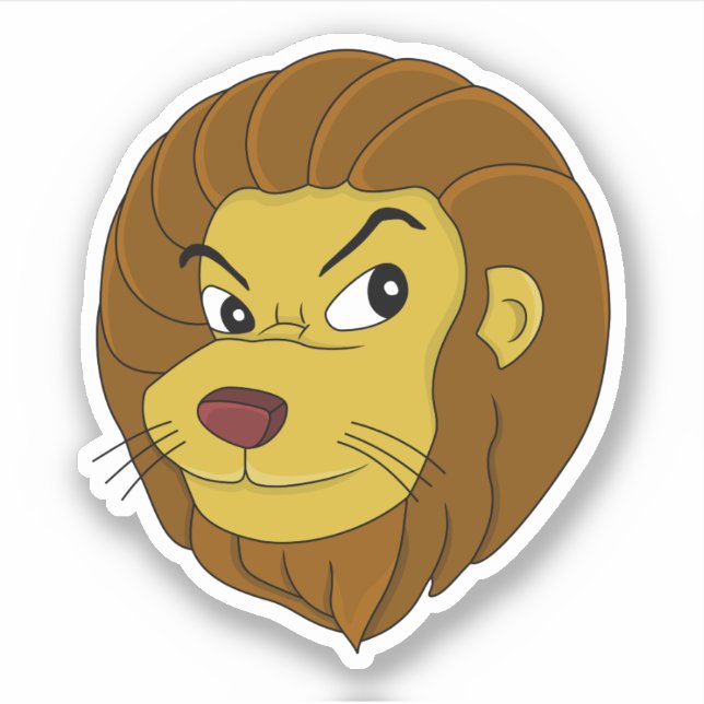 Cartoon Lion's head - vinyl sticker (Front)