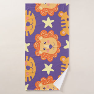 Cartoon Lions & Tigers: Vintage Bath Towel