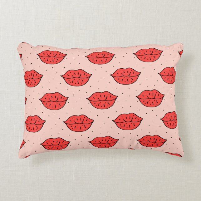Cartoon lips: feminist doodle pattern. accent pillow (Front)