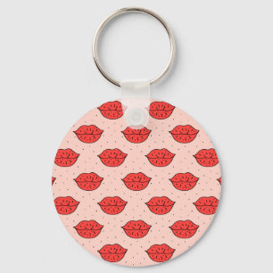 Cartoon lips: feminist doodle pattern. keychain