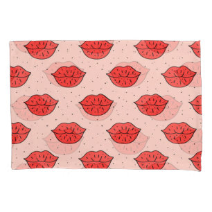 Cartoon lips: feminist doodle pattern. pillowcase