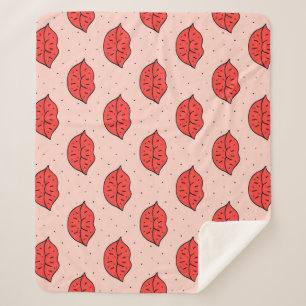 Cartoon lips: feminist doodle pattern. sherpa blanket