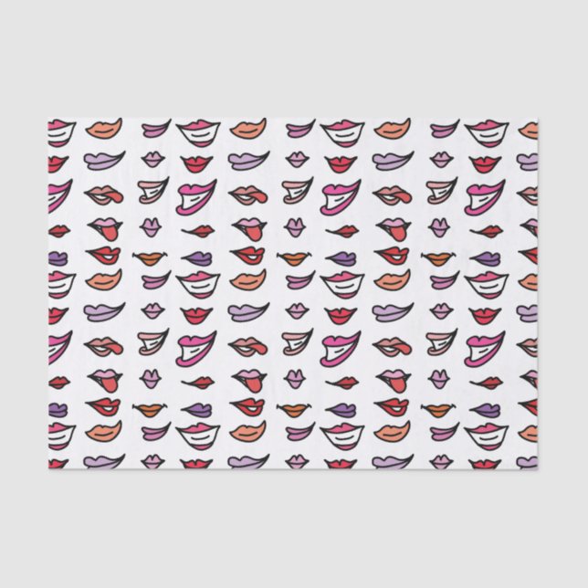 Cartoon Lipstick Smiles Fun Pattern Tissue Paper (Front)