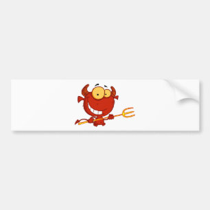 Cartoon Little Devil With Pitchfork Bumper Sticker