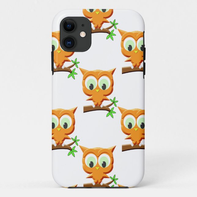 Cartoon Little Owl On Branch Pattern Case-Mate iPhone Case (Back)