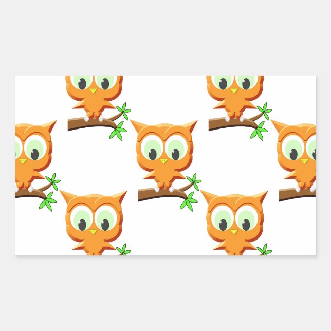 Cartoon Little Owl On Branch Pattern Sticker (Front)