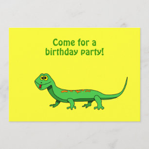 Cartoon Lizard Kids Reptile Birthday Invitations