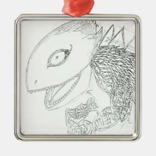 cartoon lizard monster metal ornament