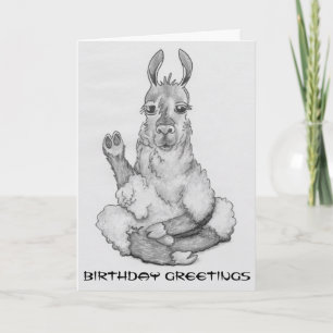Cartoon llama, caption: Birthday Greetings Card