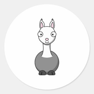 Cartoon Llama Classic Round Sticker