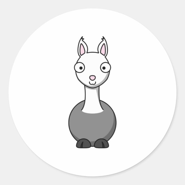 Cartoon Llama Classic Round Sticker (Front)