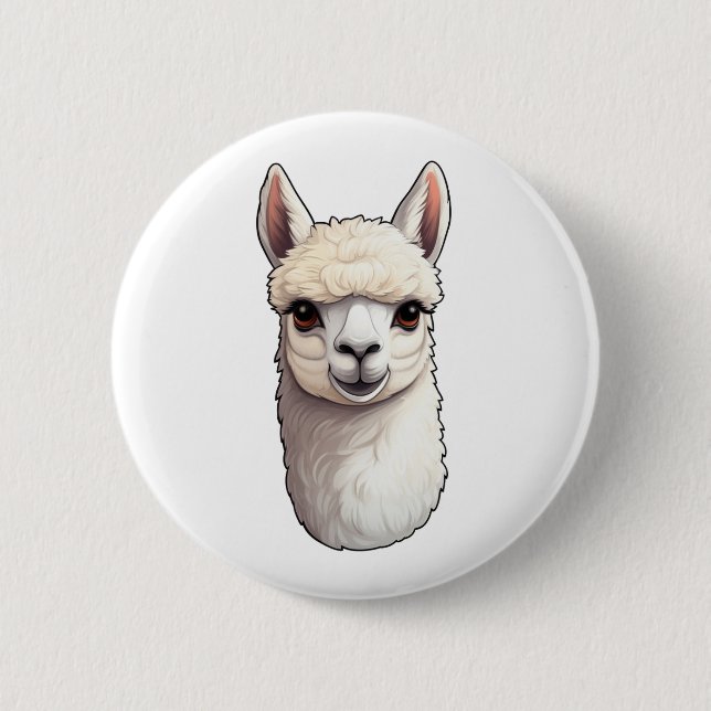 Cartoon llama illustration 2 inch round button (Front)