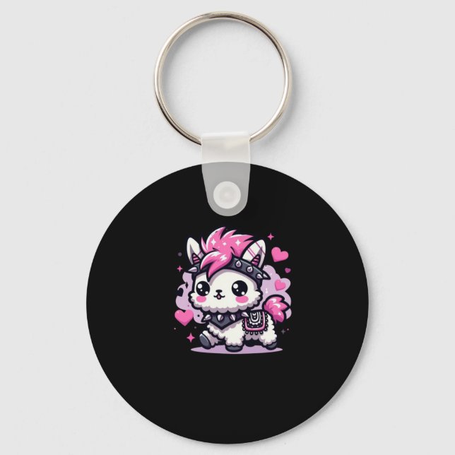 Cartoon Llama Sticker2  Keychain (Front)