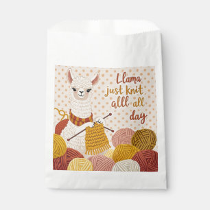 Cartoon llama wearing a knit scarf  favour bag