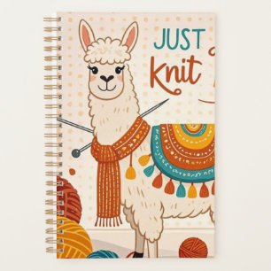 Cartoon llama wearing a knit scarf planner