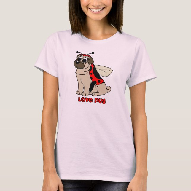 Cartoon Love Pug T-Shirt (Front)
